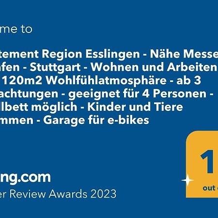 Appartement Region Esslingen - Naehe Messe - Flughafen - Stuttgart - Wohnen Und Arbeiten Auf Zeit In 120M2 Wohlfuehlatmosphaere - Ab 3 Uebernachtungen - Geeignet Fuer 4 Pers Incl Kinder - Beistellbett Moeglich - Kinder Und Tiere Willkommen - Garage F 알트바크 외부 사진